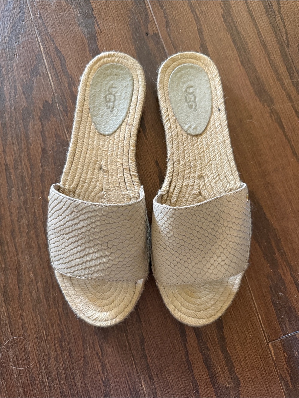 UGG Women's Tan Woven Slide Sandals